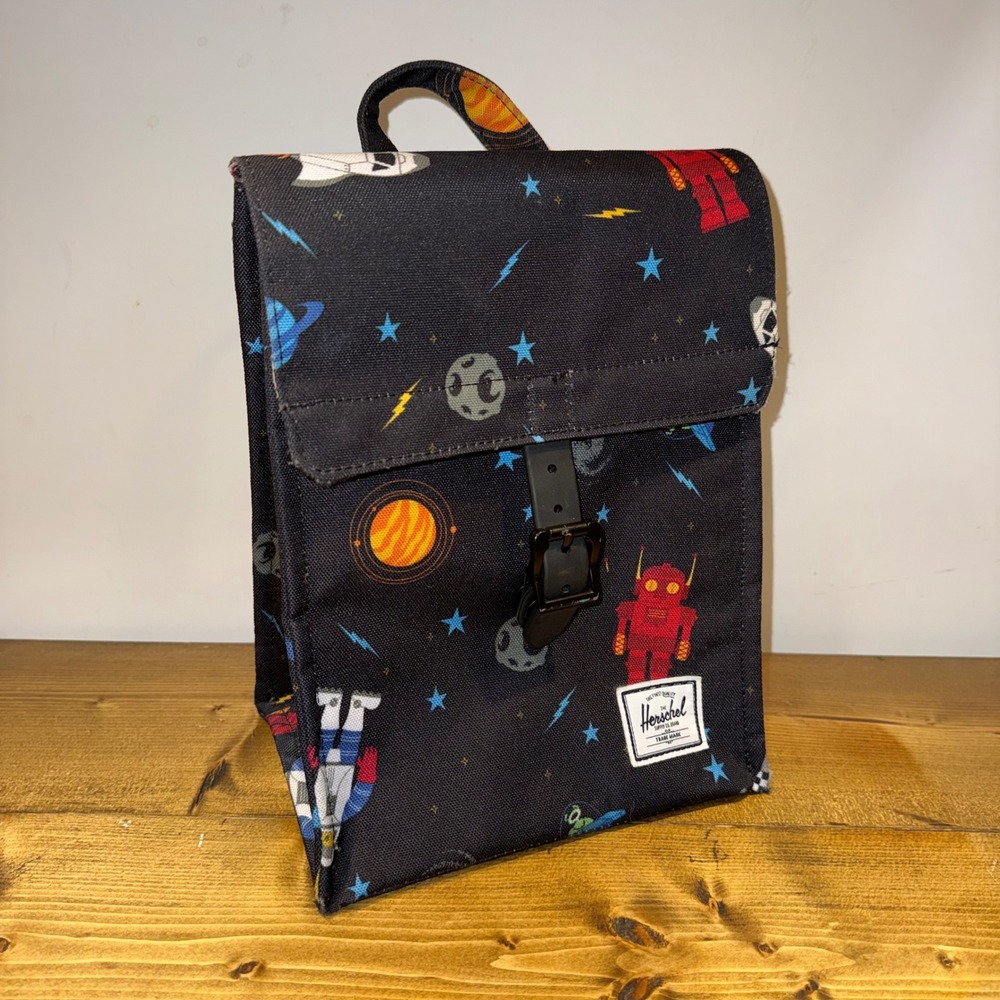 Herschel Supply Co Space Robot Insulated Lunch Bag Black Rocket Alien Snack Box